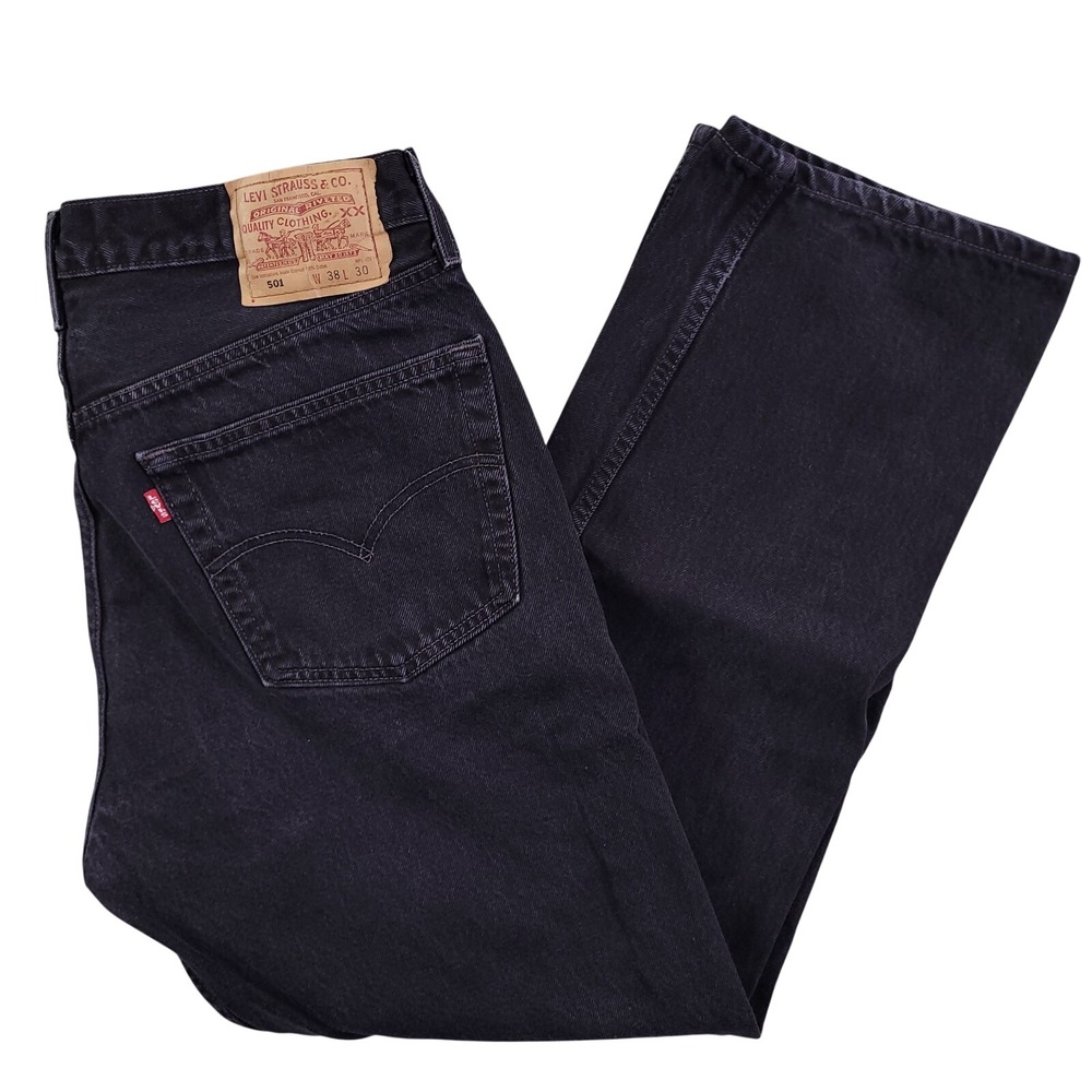 Vintage Levis 501 Jeans Mens 36x30 Black Straight Leg Button Fly 0660 Y2K 2000